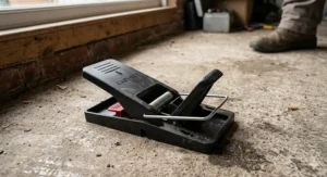 A durable black plastic snap rat trap featuring an easy-set lever design for hygienic rodent control.