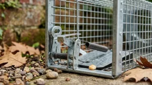 Close-up illustration of a highly sensitive trigger mechanism on a top-rated live catch rat trap for reliable trapping.