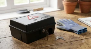 Tamper-resistant lockable rat bait station with safety key included in a professional rat control kit