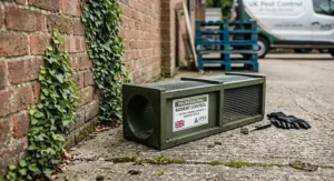 A professional tunnel rat trap used by UK pest control experts for effective rodent eradication.