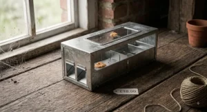 Multi-catch galvanised metal mouse trap suitable for indoor pest management under £20.