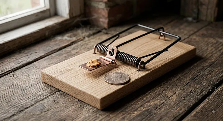 Classic wooden snap mouse trap with bait pedal, an affordable option for pest control under £20.
