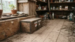 Placing mouse poison for garden shed flooring near timber baseboards