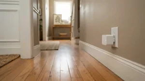 Compact mouse repellers under £30 plugged into a hallway skirting board outlet