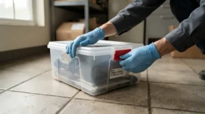 Following proper safety advice by checking secure pet safe mouse bait stations regularly.