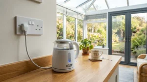 A mains powered plug in mouse repeller operating in a bright conservatory