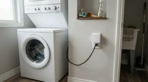 A plug in mouse repeller providing socket protection in a busy utility room