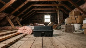 Placing ready to use mouse bait kits safely in a residential loft space.