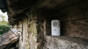 A battery-operated mouse repellent for loft corners with difficult access points.