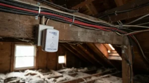 Using a mouse repellent for loft wiring to stop rodents chewing electrical cables.