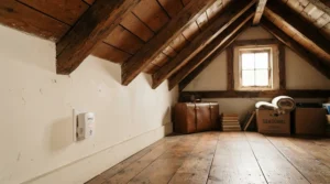 Multi pack ultrasonic pest repellers set up in an attic room for multi room pest control