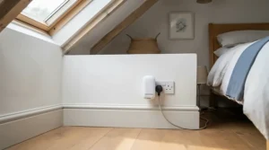 A plug-in mouse repellent for loft conversion rooms to keep pests out of living areas.