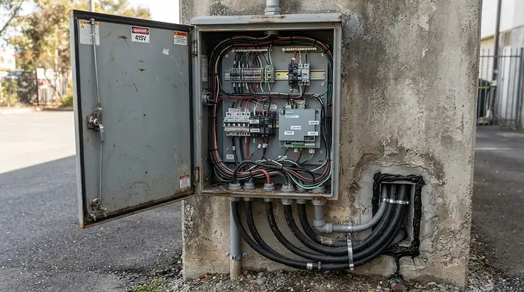 External utility meter box showing steel wool vs expanding foam for mice to block entry points.